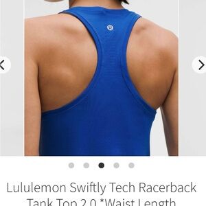 ✨🍋Lululemon Swiftly Tech Racerback Tank Top 2.0 *Waist Length size 12 galactic